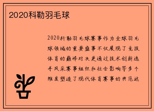 2020科勒羽毛球